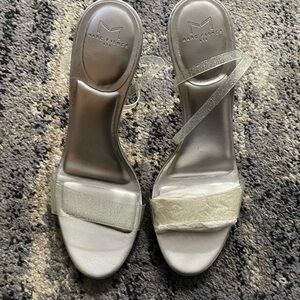 Marc Fisher Metallic Silver Strappy Sandals